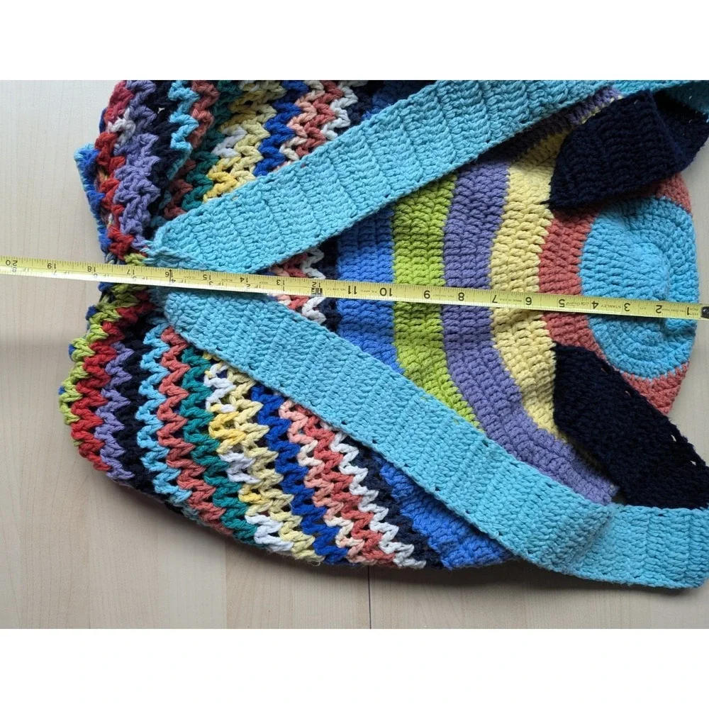 Handmade Multicolor‎ Star Charm Striped Crochet Hobo Backpack Cotton Dopamine